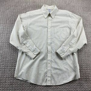 Brooks Brothers Regent Fit Shirt Men 16.5 - 2/3 1818 Beige Yellow Checkered Polo